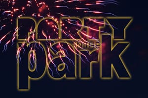 Photo of fireworks with event logo