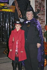 Mrs. Davis and former student, Grace, are all smiles before she enters the haunted house. 