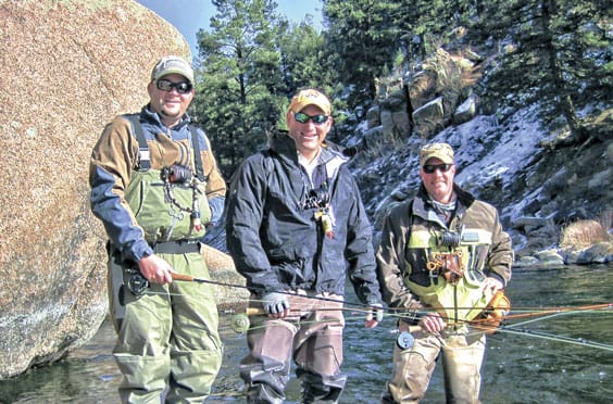 pic of three guys fly fishing