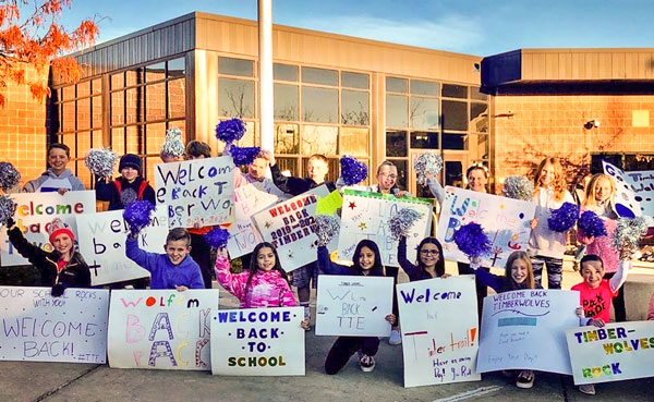 Photo of Timber Trail Students welcome back to school posters