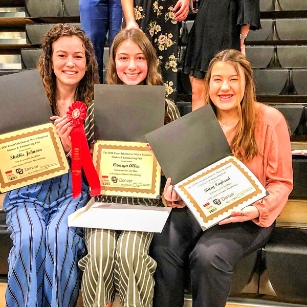 Photo of Rock Canyon students Shelbie Johnson, Camryn Allen and Riley England 