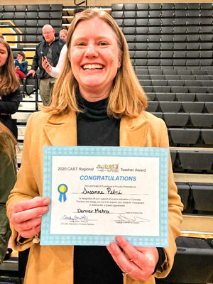 Photo of Biotech teacher Susanne Petri posed with her Teacher of the Year