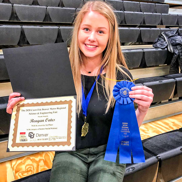 Photo of Reese Titensora with first place award.