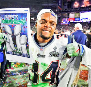 Photo Shane Vereen celebrating following the New England Patriots Super Bowl XLIX