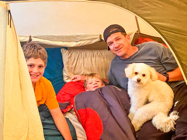 Photo of Cole Kliewer setting up his camp