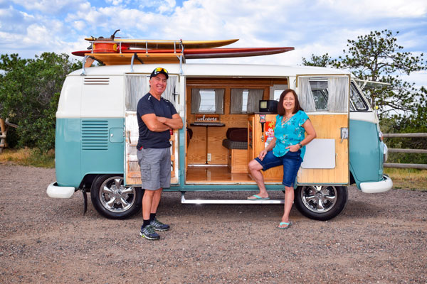 Photo of the Aragons and Vintage 1965 Volkswagen Bus.