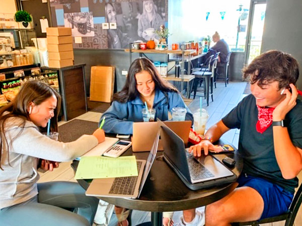 Photo of students in coffee house
