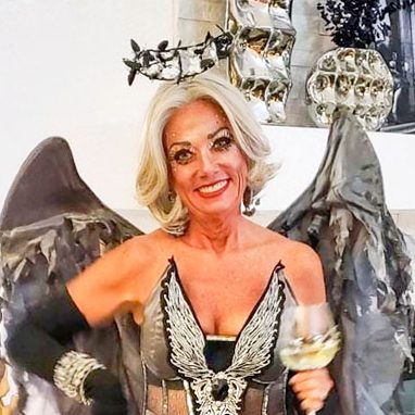 Photo of Cline said she dressed as a “dark angel with all gray hair