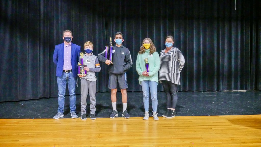 Photo of Rocky Heights Middle School spelling bee winners.