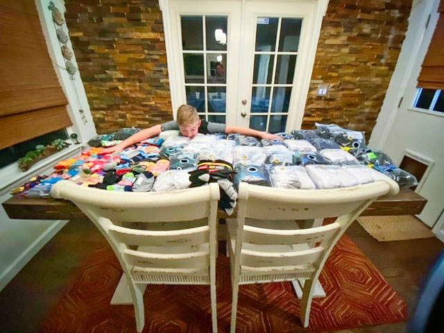 Corey White amazed by how many socks were collected