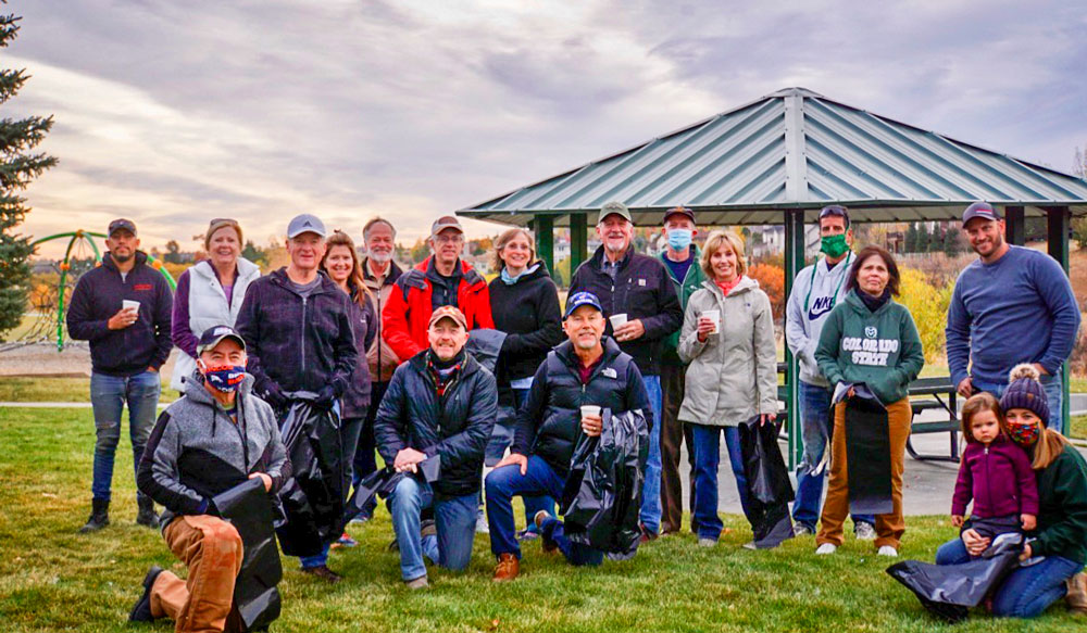 Photo of neighborhood volunteers doing annual cleanup at Coyote Ridge Park.