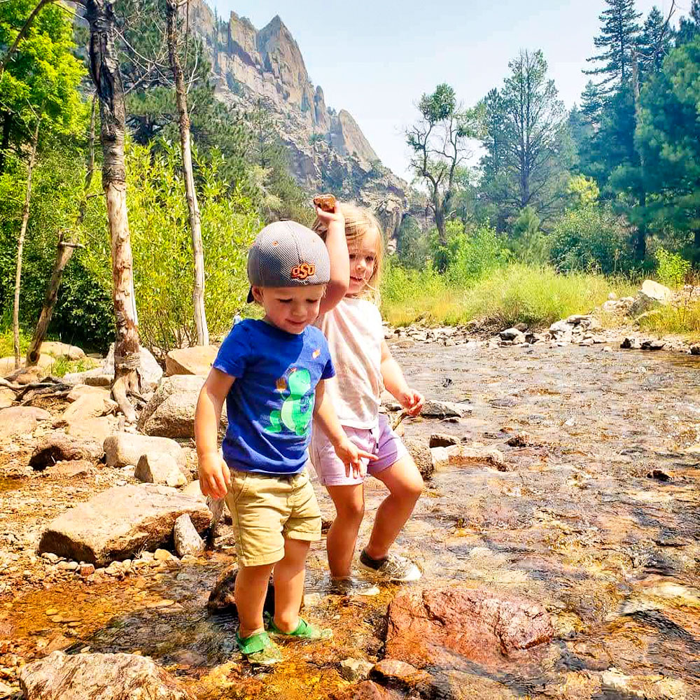 Photo of Shephard and Shiloh Skaley enjoy exploring the South Boulder Creek