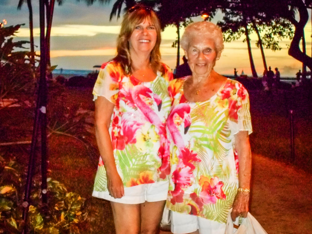 Photo of Michele Palmieri with her mom, Ann, on one of their annual trips to Hawaii.