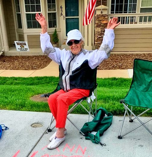 Photo of Ann Palmieri celebrating her 99th birthday on June 2, 2020.