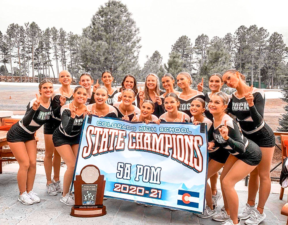 Photo of RCHS poms who clinched the 5A state title.