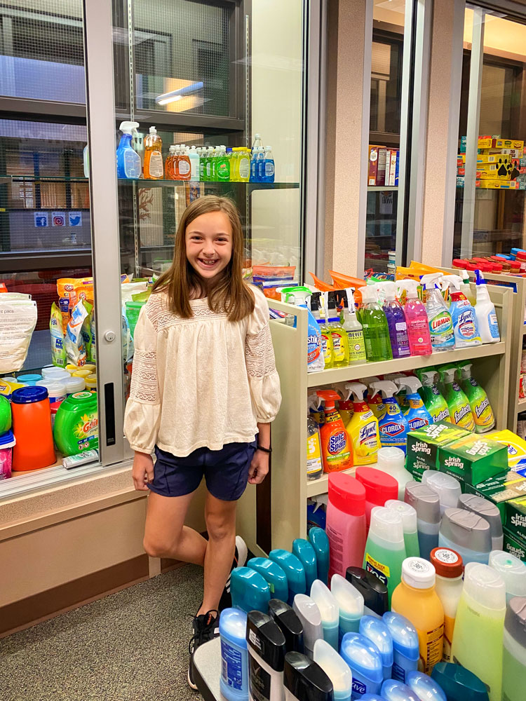 Photo off Fourth grader Madi Petau really enjoyed participating in the school food drive.