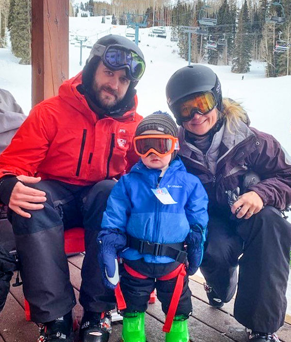 Photo of the Coufal family on a ski outing.