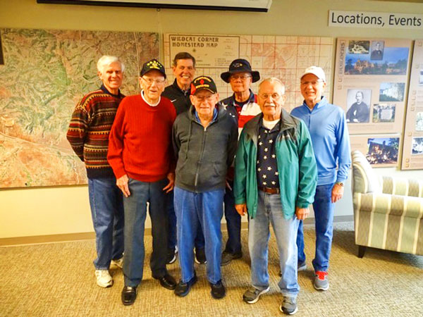 Photo of WWII veterans Cully Dahlstrom, Mike Cherington and Roger Williams.