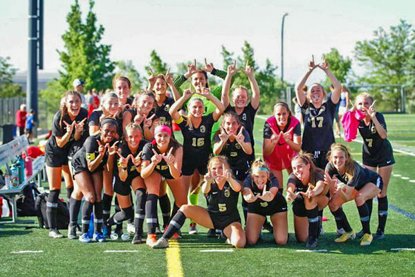 Photo of the Rock Canyon High School girls varsity soccer team.