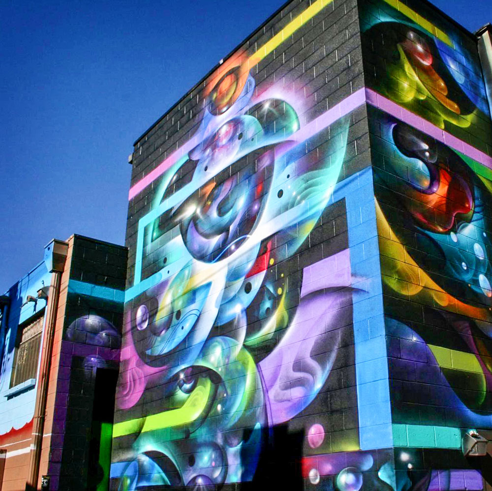 Photo of “Reverberations” mural in River North Art District, Denver.