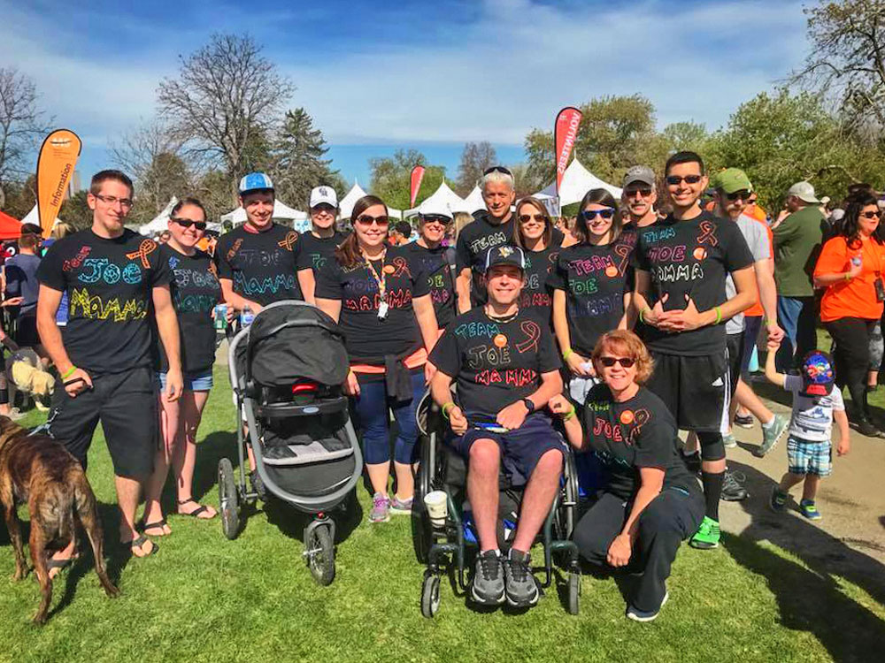 Photo of Team “Joe Mamma” supports Joe Schneiderwind at a multiple sclerosis (MS) walk.