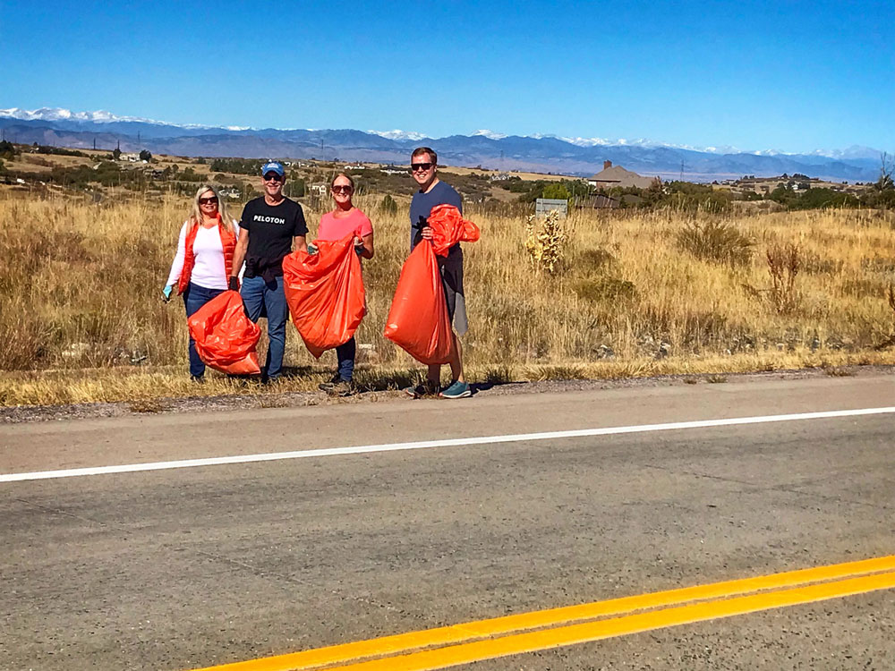 Phto of The Village Idiots Cyclists doing semi-annual road clenenup