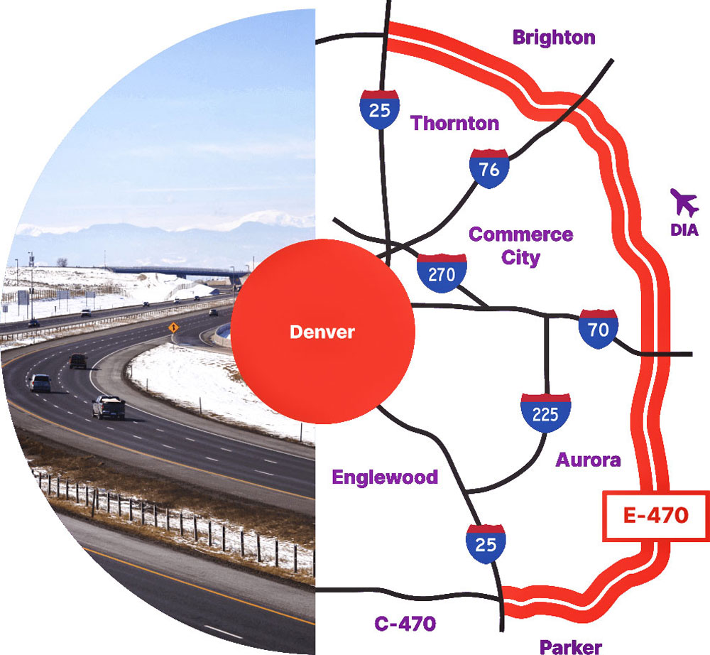 Drawing of 2021 E 470 toll area