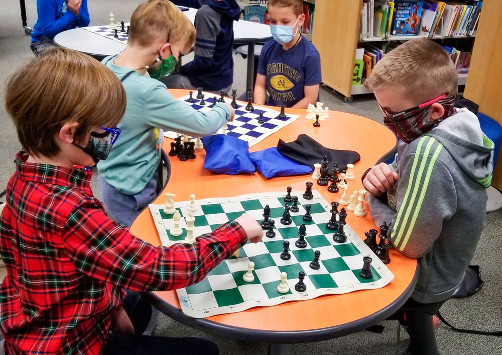 Photo of chess players at Timber Trail Elementary School.