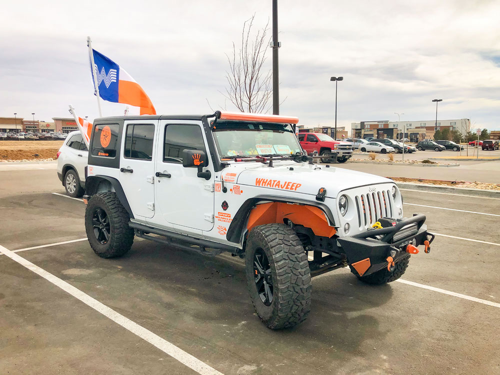 Photo of tricked-out Jeep at the opening of Colorado’s first Whataburger