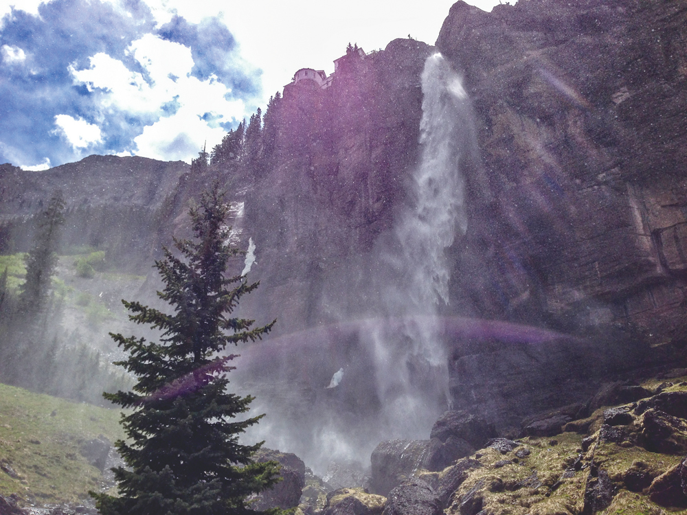 view of Bridal Veil Falls in Telluride.
