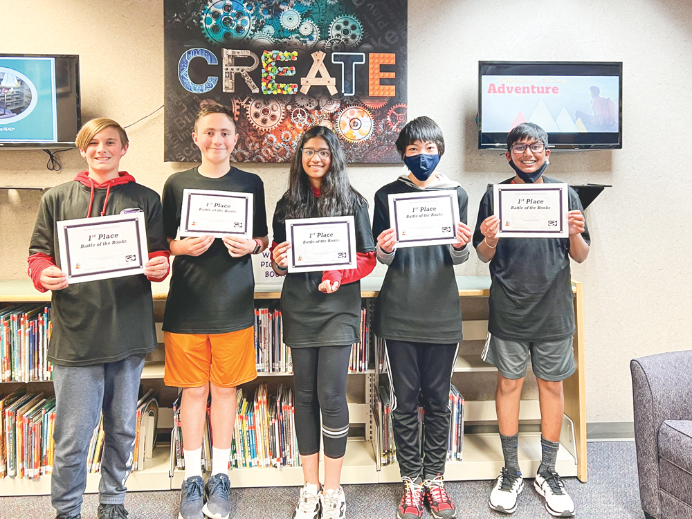 Photo: Left to right): Camden L., Aidan S., Nithya P., William L., and Sumanth K. 