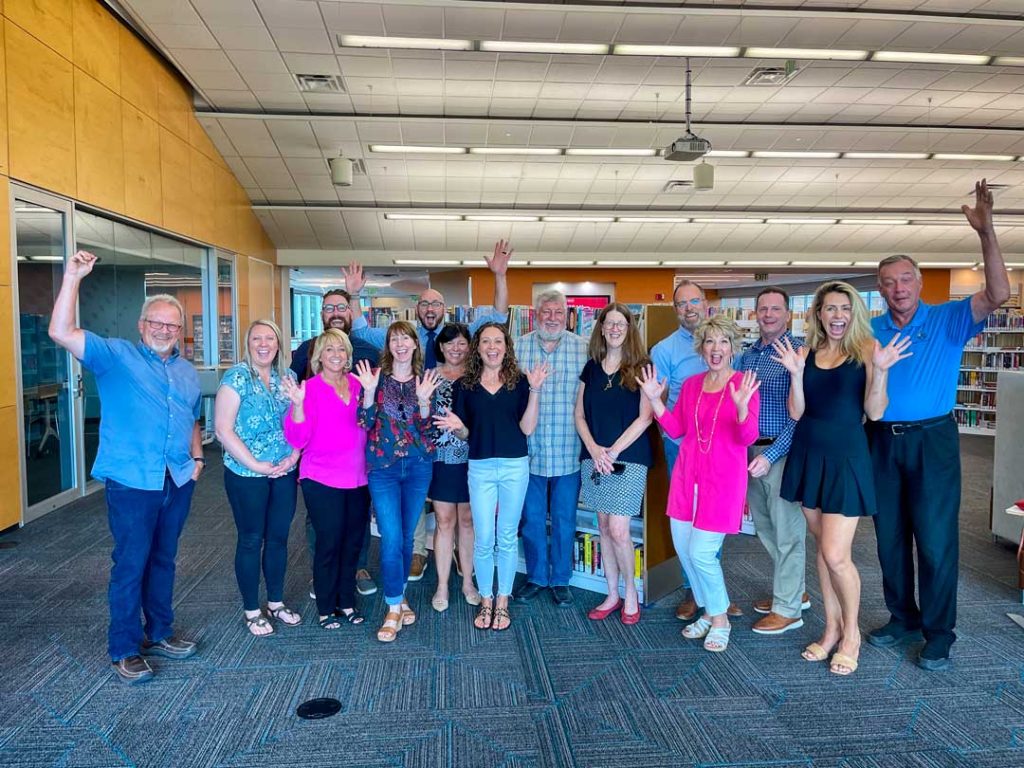 Photo of Nine Douglas Count Community mental health organizations (left to right): Help & Hope Center, Hope’s Promise, Southeast Christian Counseling Center, Colorado Agriculture Leadership Foundation (CALF), Backpack Society, The Aspen Effect, Parker Senior Center, Johnny’s Ambassadors and Hide in Plain Sight.