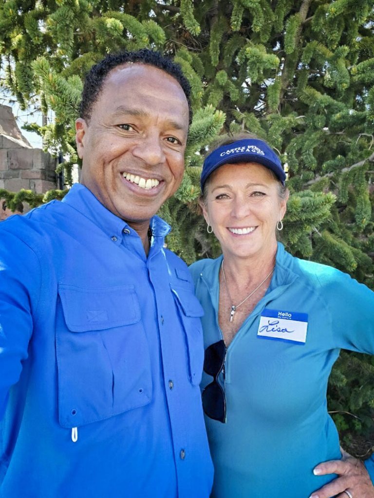 photo of two people in blue