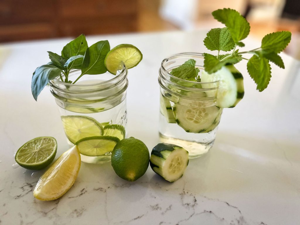 photo of 2 classes of water with limes