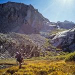 man hiking in mountains