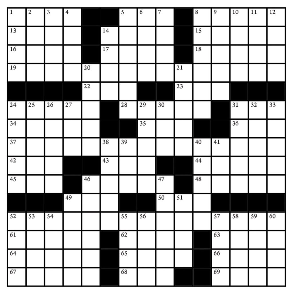 crossword puzzle blank