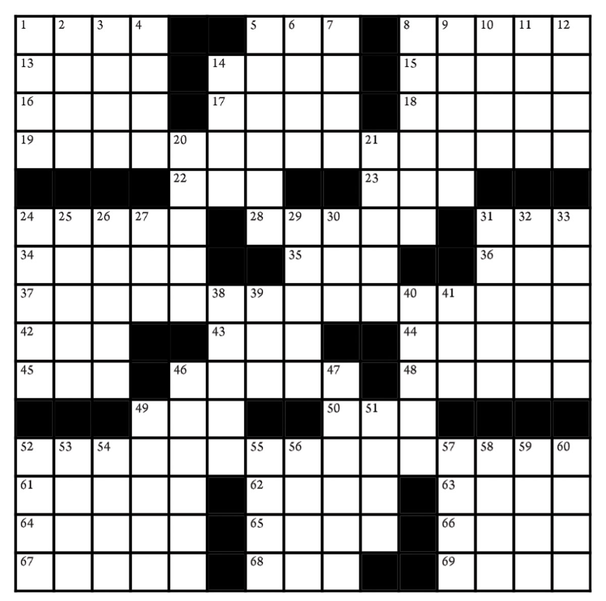 crossword puzzle blank