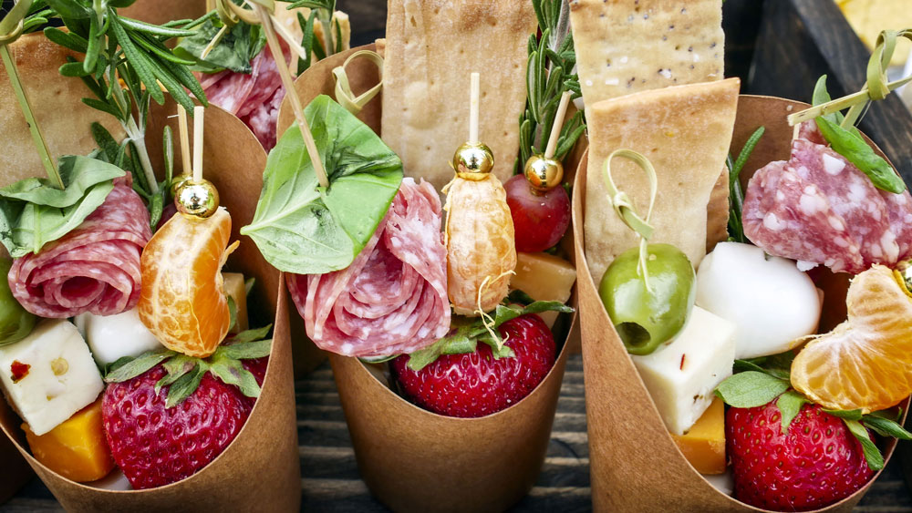 close up of portable charcuterie bites