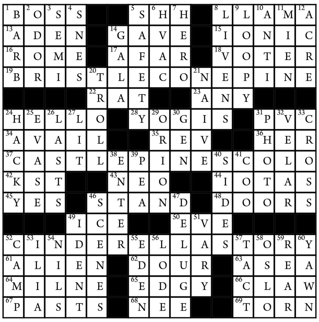 crossword puzzle solution