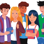 illustration of group of teenagers