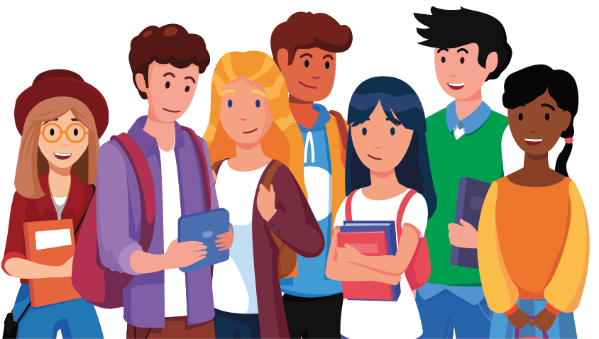 illustration of group of teenagers