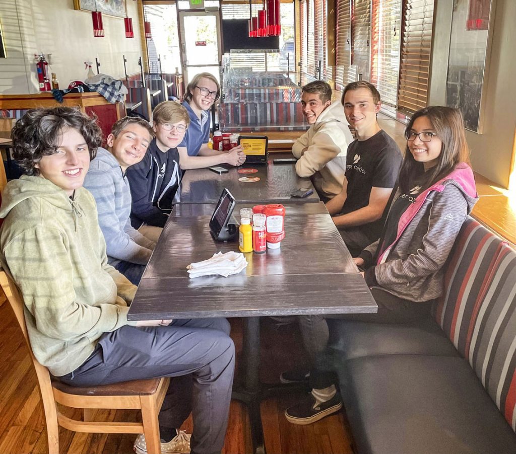 group of students at table