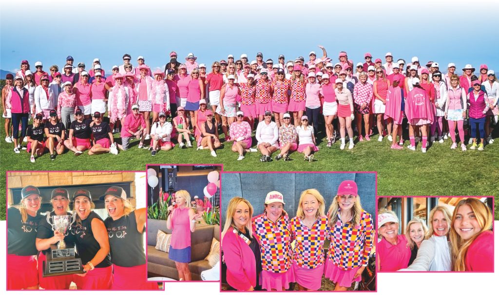 collage of ladies in golfing event