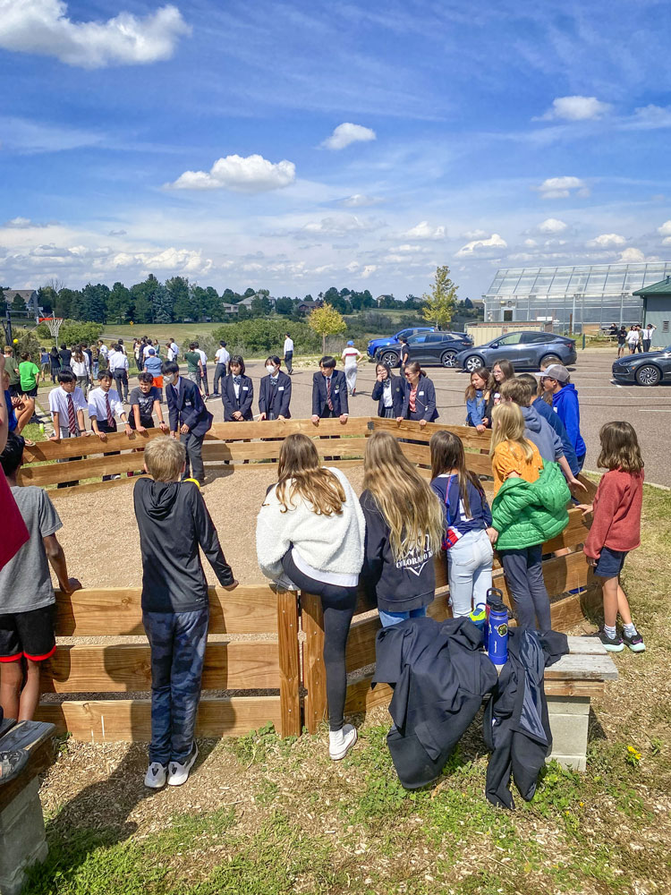 group of kids outside playing game