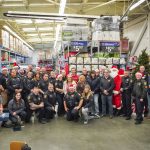 group of sheriffs in warehouse of gifts