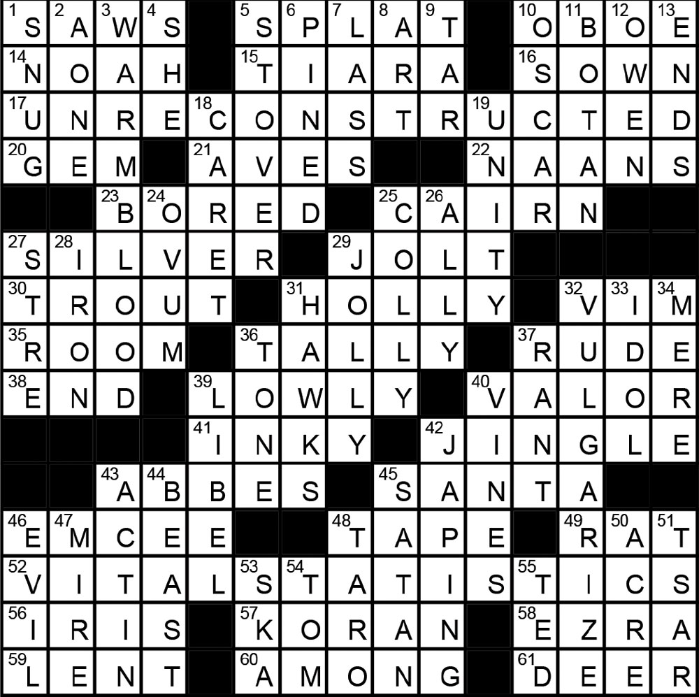 crossword solution december