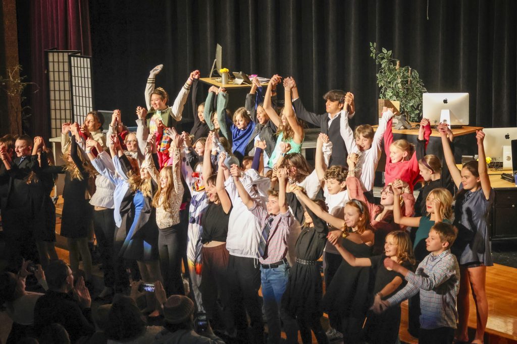 group of students on stage