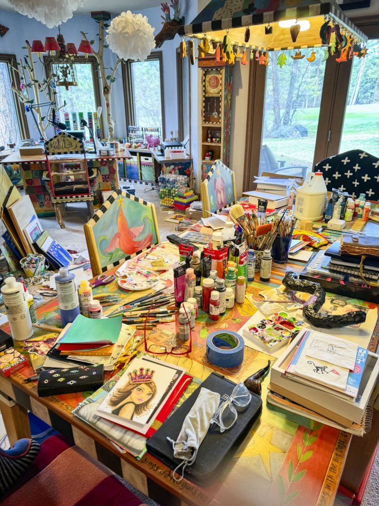 Art studio in the home of Ed and Lisa McCaffrey. Sons Max McCaffrey, Dylan McCaffrey, Christian McCaffrey, and Luke McCaffrey