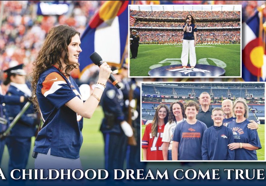 Rock Canyon High School senior Savannah Morgan has a passion for musical theater. With her family cheering her on, she recently fulfilled a childhood dream by singing the national anthem at a Denver Broncos game. Morgan plans to study musical theater in college and hopes to build a career on stage. 