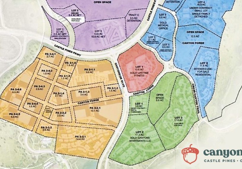 A rendering of future development at Canyonside on the east side of I-25.